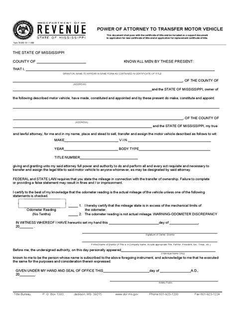 Mississippi Power Of Attorney Form Free Templates In Pdf Word Excel