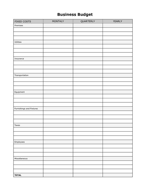 Free Printable Business Worksheets

