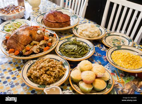 Thanksgiving Dinner Table Setting Usa Stock Photo Alamy