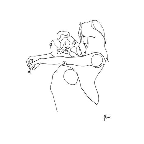 Printable line art kissing line art couple line art one | etsy. Une artiste partage 27 dessins sensuels aux traits simples ...