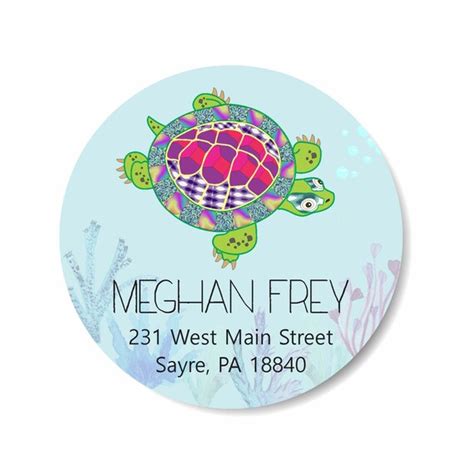 Turtle Sea Personalized Address Labels Stickers Sea Turtle Etsy