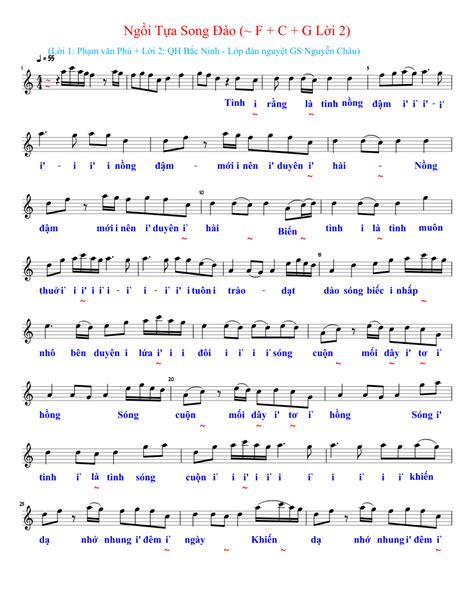 Ngồi Tựa Song Đào Lớp đàn Nguyệt Gs Nguyễn Châu Sheet Music For Piano Solo
