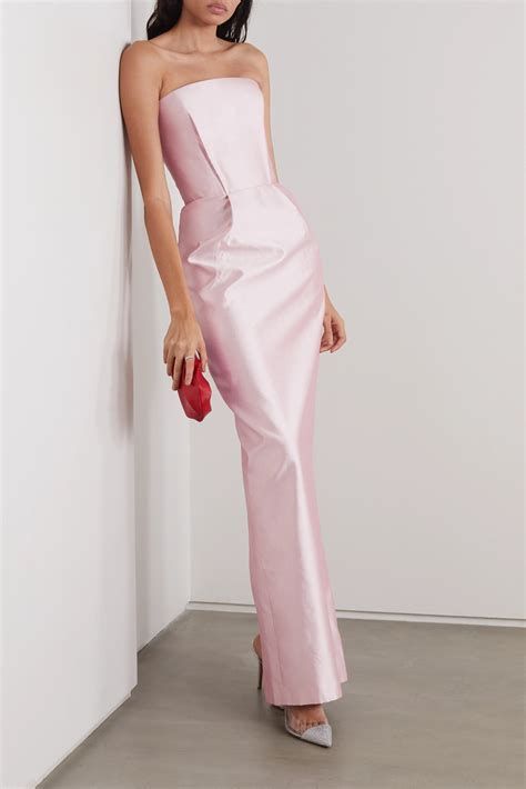 Pastel Pink Strapless Duchesse Silk Satin Gown Rasario Net A Porter