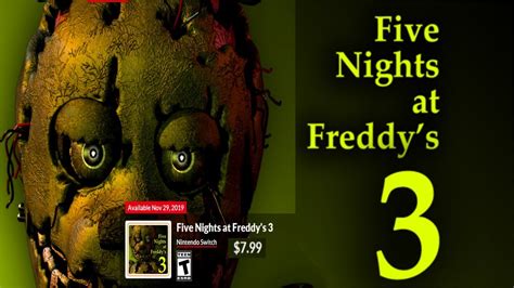 Five Nights At Freddy S 3 Nintendo Switch Announcement Youtube