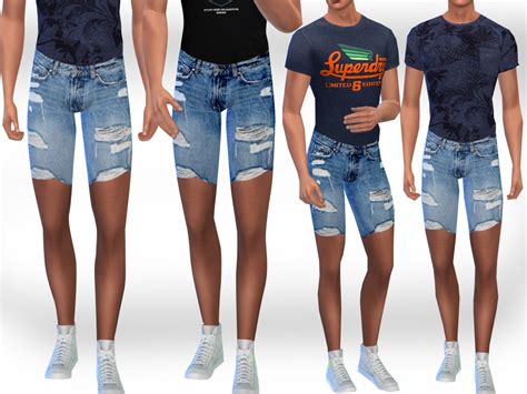 The Sims Resource Men Ripped Denim Shorts