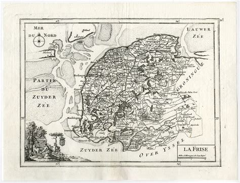 Antique Map Of Friesland By Le Rouge 1756
