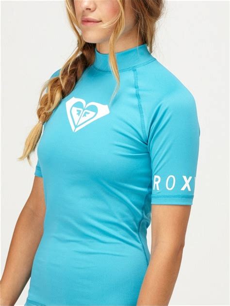 Roxy Whole Hearted Rashguard Short Sleeve 50 Uv Protection Turquois