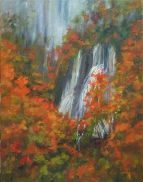 Daily Painting Projects Misty Falls Oil Painting Landscape River Water Autumn Trees