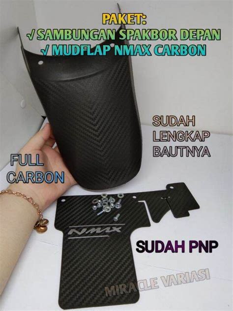 PAKET SAMBUNGAN SPAKBOR DEPAN NMAX PLUS MUDFLAP NMAX NEW SET CARBON