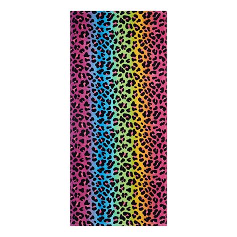 Mainstays Leopard Print Pattern Velour Beach Towel Multi Color 60 L X