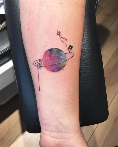 Little Tattoos — Illustrative Saturn Tattoo On The Inner Forearm