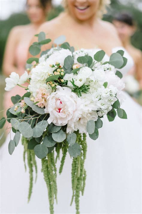 Bridal Bouquet White And Green Peonies Eucalyptus