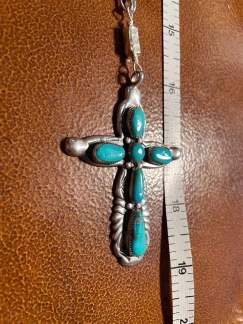 Horace Iule Zuni Navajo Turquoise Sterling Cross Modern Squash Blossom