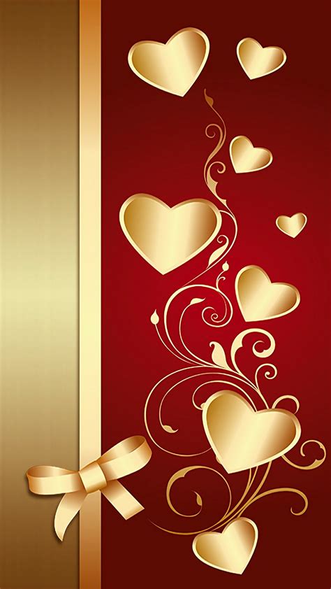 Gold N Red Hearts Wallpaper By Artist Unknown Heart Wallpaper
