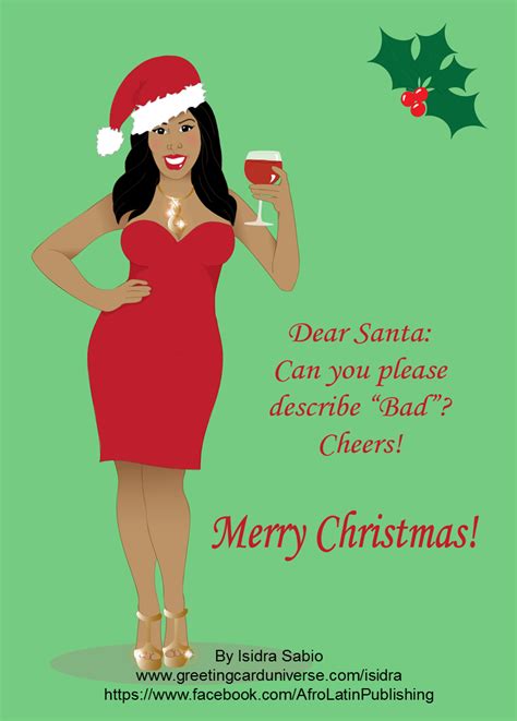 Funny Christmas Card Gorgeous Sassy And Curvy Black African American Woman Wearing A