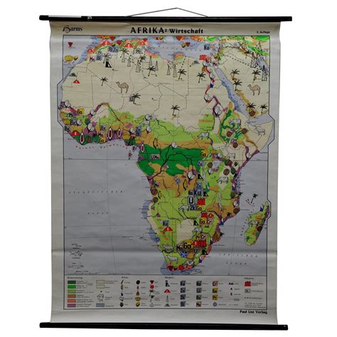 Vintage Rollable Map Africa Wall Chart Mural Decoration Poster Print Images