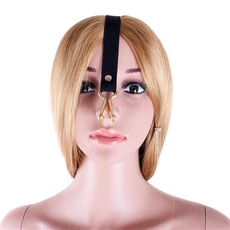 Unisex Golden Stainless Steel Nose Hook Force Rise Elastic Strap Adjustable Slave Training Bdsm
