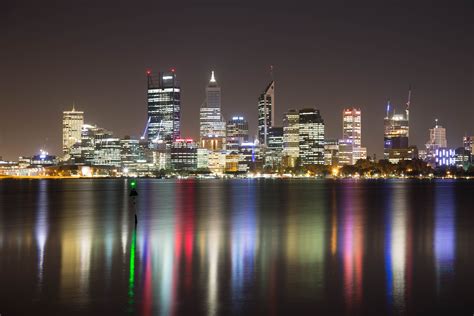 Panoramic Photography Of High Rise Buildings During Nighttime Perth Hd