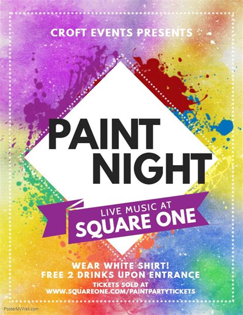 Vibrant Paint Night Flyer Design Template Flyer And Poster Design