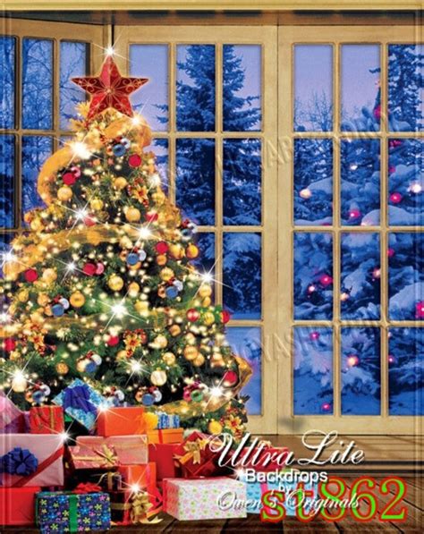 Items Similar To Photography Backdrop Christmas Tree Window Background