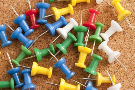 Free Stock Photo Colorful Sharp Pins On Top Of Cork Board