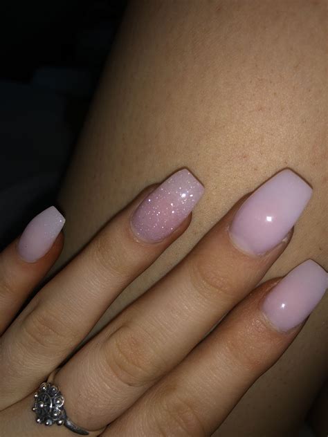 Milky Pink Gel Dip Pink Glitter Nails Pink Acrylic Nails Pale Pink