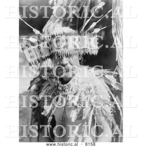Historical Image Of A Native American Indian Man Wearing Pomo Dance Costume 1924 Black And