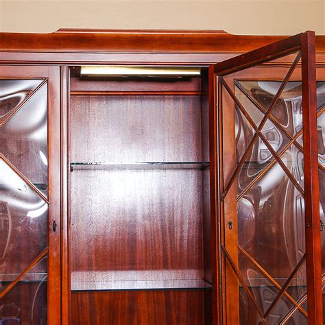 Vintage Mahogany China Cabinet With Bubble Glass Doors Ebth