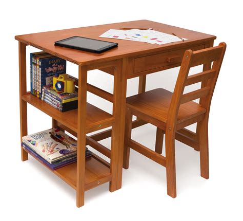 Lipper International Kids Desk And Chair With Storage Brown