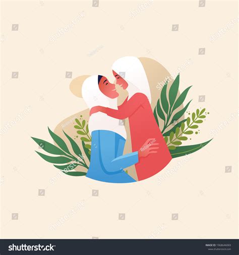 Illustration Of Muslim Mother Hugging Her Royalty Free Stock Vector 1968646069