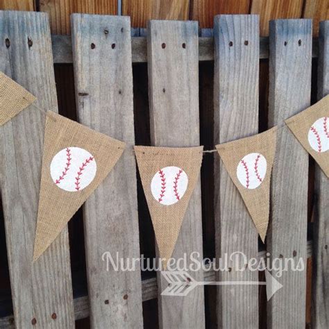 Baseball Decor Baseball Banner Burlap Baseball Bunting Vintage