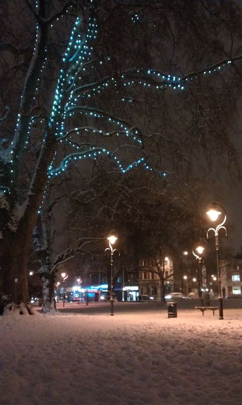 Snowy London Park Snow Weather Lights