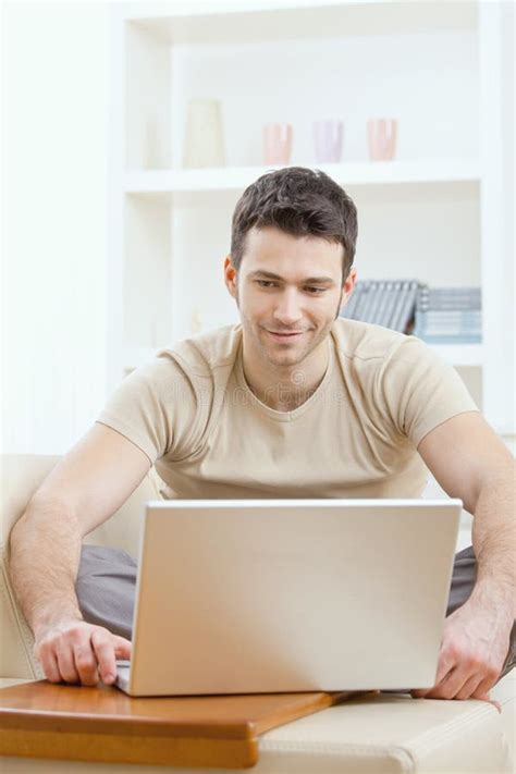 Happy Man Using Computer Stock Photo Image Of Color Employment 9730698