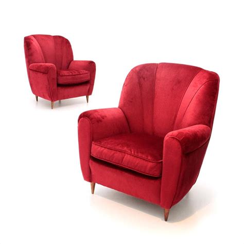 Select from antique, art deco and mid century armchairs, side chairs and settees. Italian Mid-Century Red Velvet Armchair, 1940s, Set of 2 ...