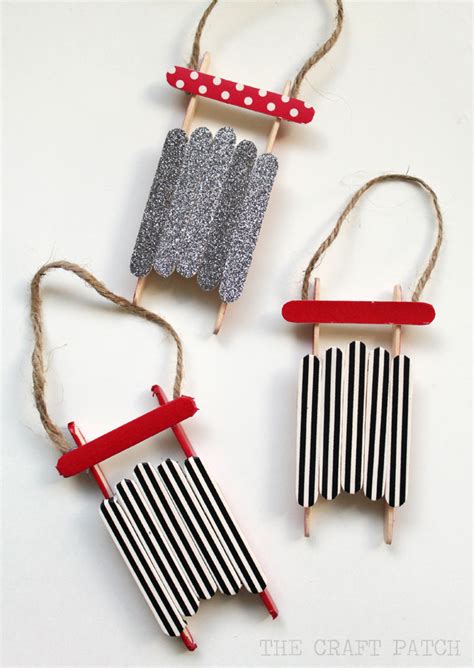 Easy Popsicle Stick Sled Diy Ornament With Photo