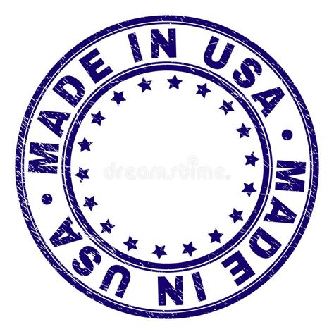Scratched Textured Made In Usa Round Stamp Seal Stock Vector