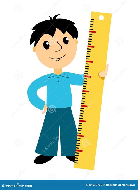 The Boy Holds A Ruler Stock Vector Illustration Of Cute 86579729