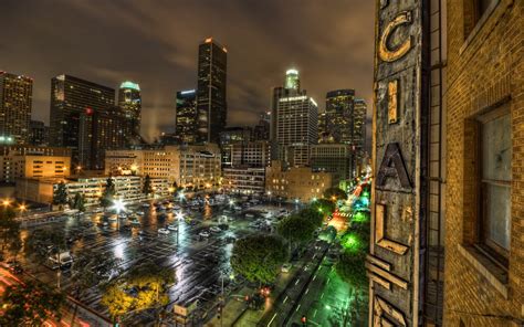 Aerial Photography Of Streets At Night City Cityscape Los Angeles