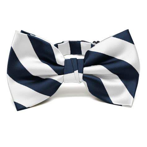Navy Blue And White Striped Bow Tie Shop At Tiemart Tiemart Inc