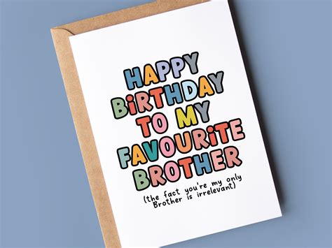funny birthday card for brother to my favourite brother etsy uk
