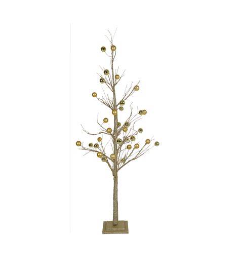 Gold Glittered Tree With Balls And Lights Ellet
