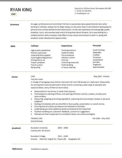 Chef Resume Sample Examples Sous Chef Jobs Free Template Chefs