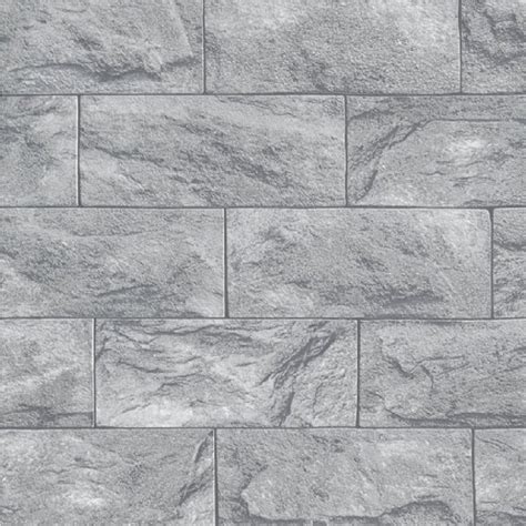 Erismann Brix Rectangular Stone Brick Textured Wallpaper Grey 6706 10