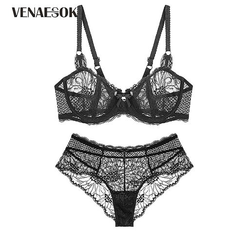 buy new hot see through bras lace lingerie set white brassiere embroidery sexy