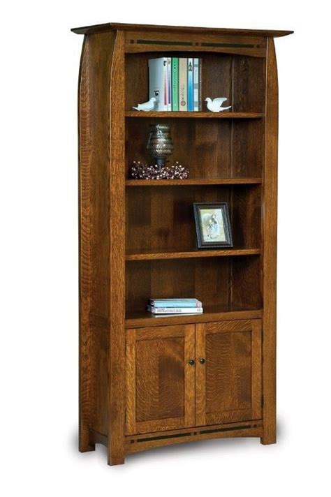 Amish Wood Grove Mission Bookcase With Doors Amish Furniture