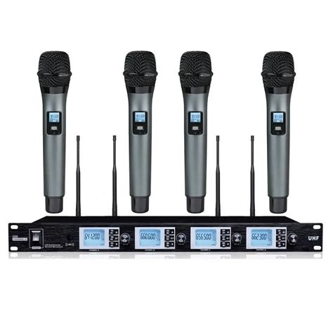 Bolymic Professional Microphone Uhf 4 Channels Pll Karaoke Wireless