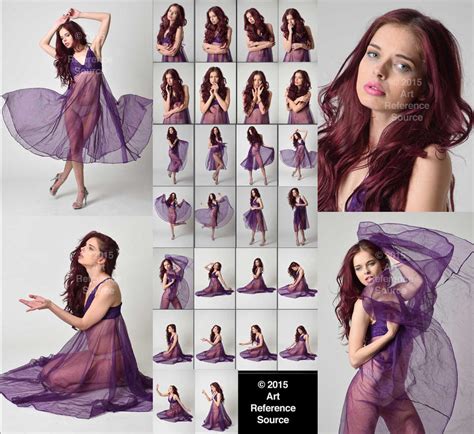 Stock Expressive Photos Of April In Purple Dress By ArtReferenceSource
