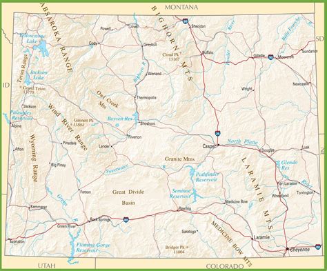 Wyoming State Road Map Glossy Poster Picture Photo Banner City Etsy