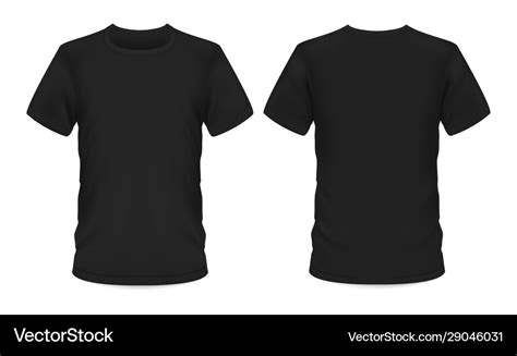 Mockup Template Men Black T Shirt Short Sleeve Vector Image