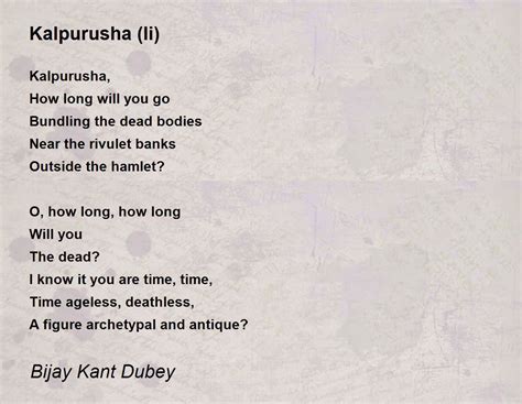 Kalpurusha Ii By Bijay Kant Dubey Kalpurusha Ii Poem